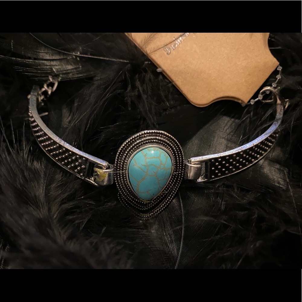 Teardrop Semi Precious Stone Boho silver Bracelet